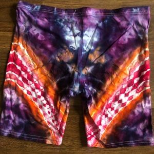 Ice tie dye biker shorts // purple red orange